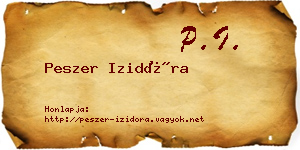 Peszer Izidóra névjegykártya